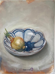 Little plate with onion
akryyli kankaalle, 2025, 30 x 40 cm, 350 €