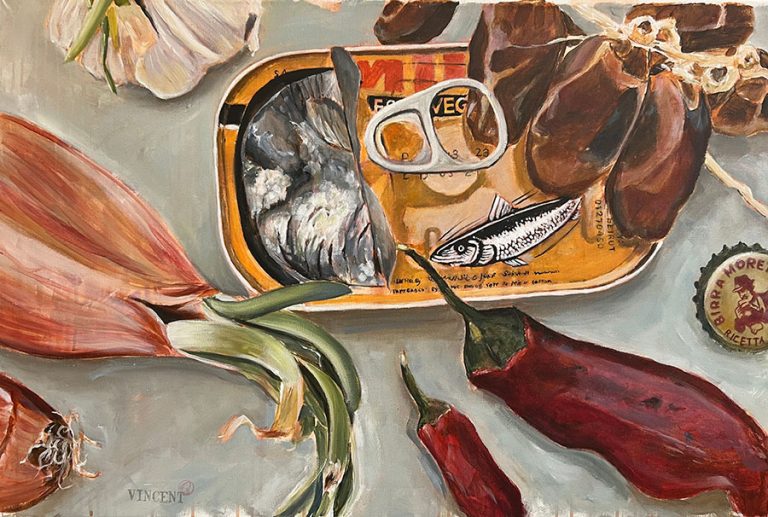 Sardines, akryyli kankaalle, 2025, 60 x 90 cm, 1400 €